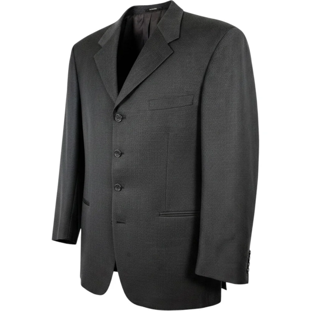 Jones New York Mens 42R Blazer Wool Cashmere Worsted Grey Houndstooth Sport Coat
